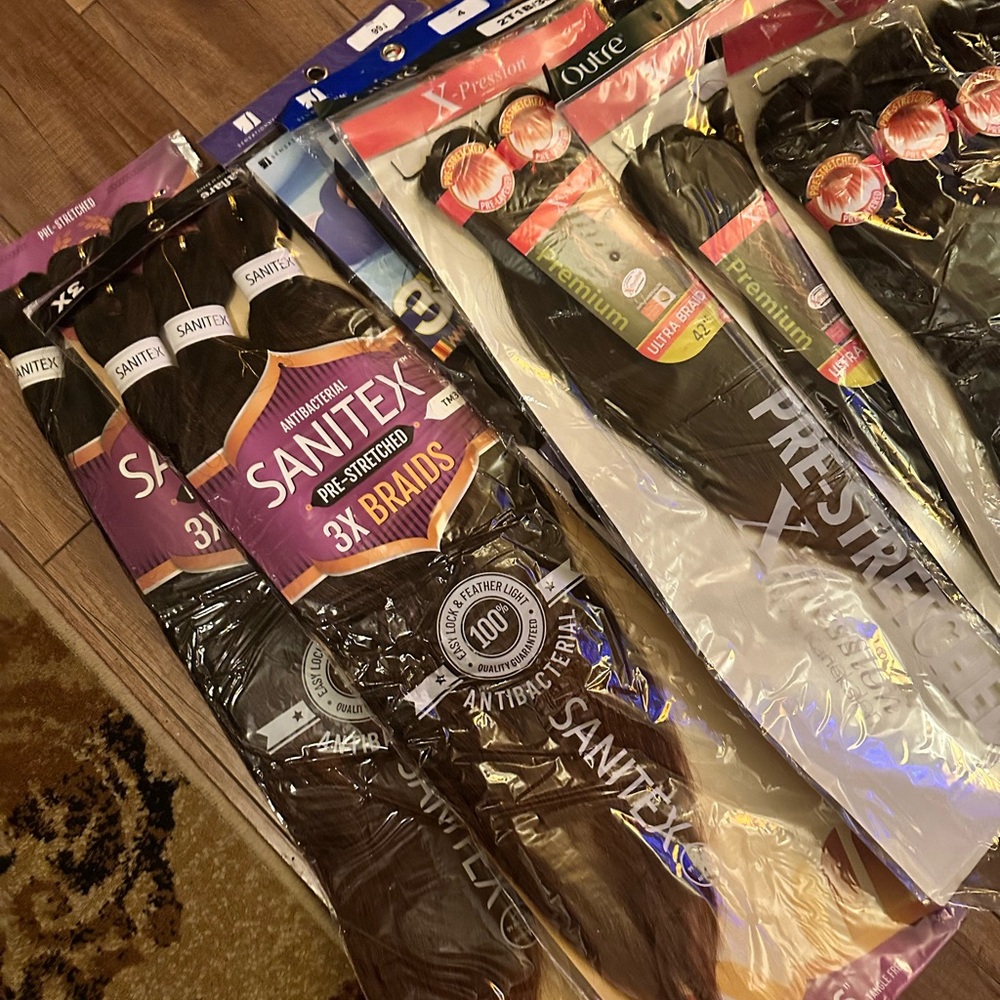 15 Packs of Pre-Stretched Braiding Hair - Black Brown Red - Picture 5 of 7